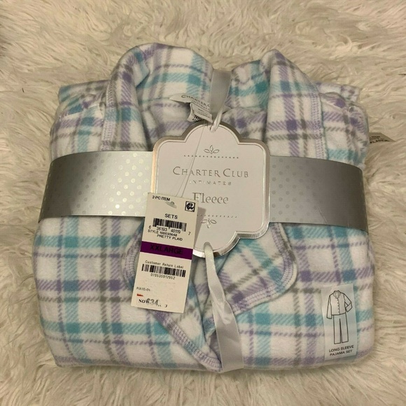 Charter Club Other - NWT! Charter Club Fleece Notched Collar Pajama Set